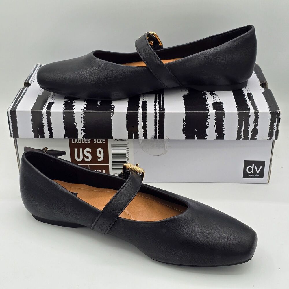 DV Dolce Vita Mulaney Flats Women’s Buckle Mary Jane Black Pick Size